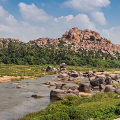 Afternoon short trek to giant boulders around Hampi